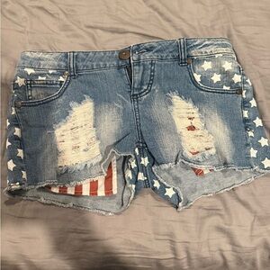 Denim Star-Patterned Women's Shorts